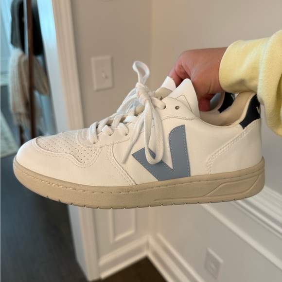 Veja White Sneakers with Blue Accent - Picture 1 of 5